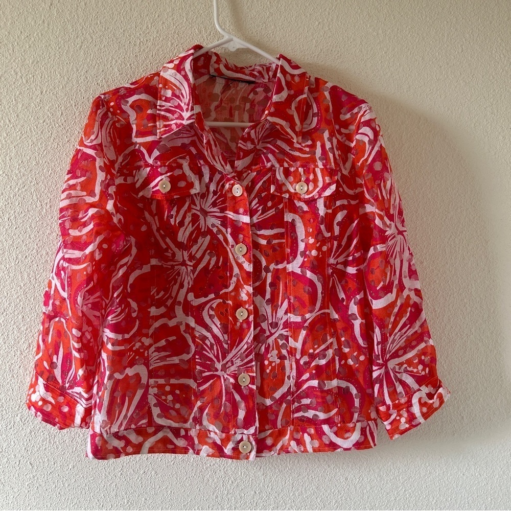 Mesh Jacket Fits S/M Coral colors Beachy Coastal Granny Vacation Beach Cruise